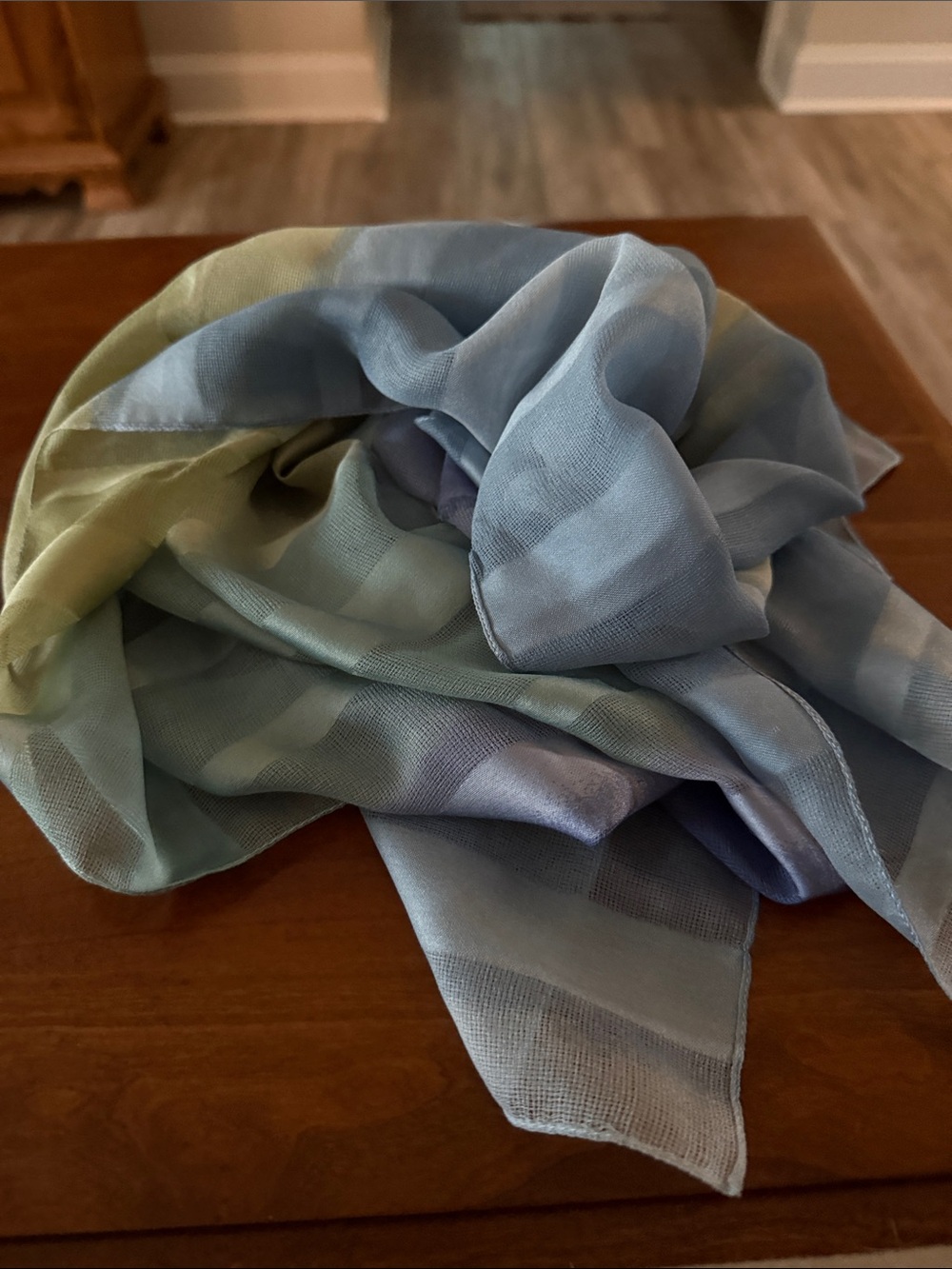 Lightweight Blue and Green Sheer Scarf
